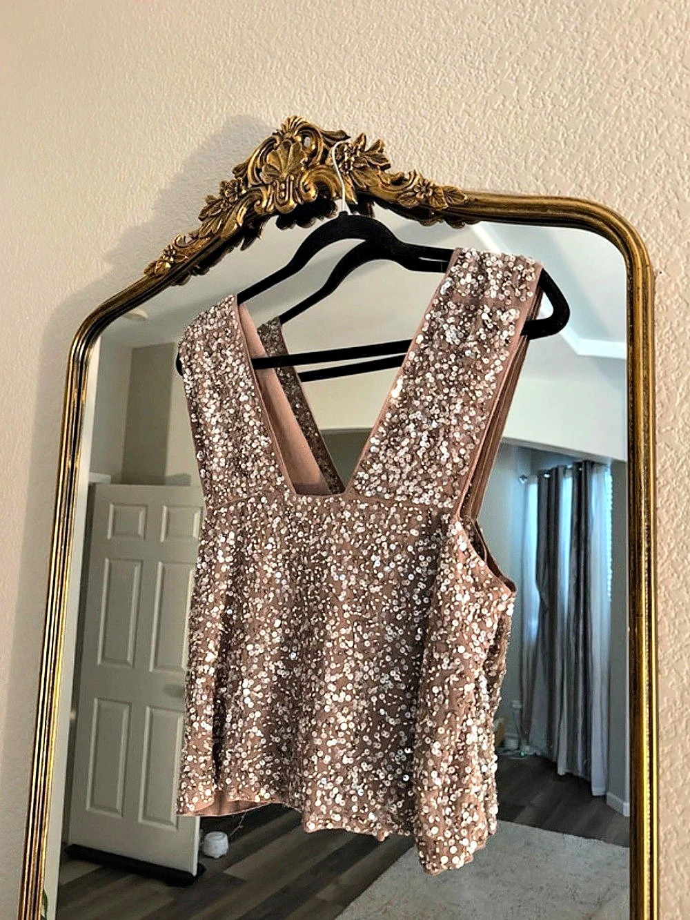 Zara Sequin Camisole in Brown Like New